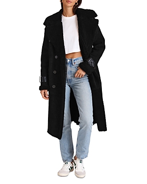 Avec Les Filles Faux Shearling Trench Coat