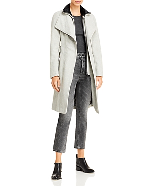 Calvin Klein Contrast Trim Belted Coat