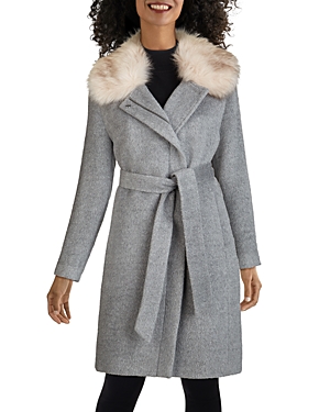 Cole Haan Faux Fur Trim Mid Length Coat