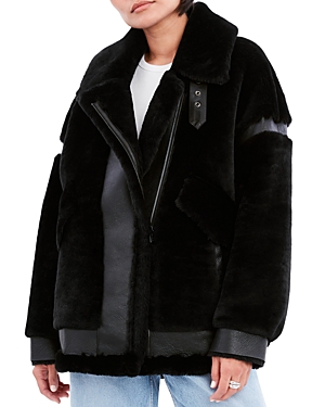 Dawn Levy Sean Geniune Shearling & Leather Coat