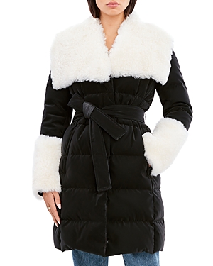 Dawn Levy Zena Oversized Shearling Collar Tie Waist Coat