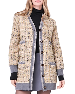 English Factory Button Front Boucle Coat