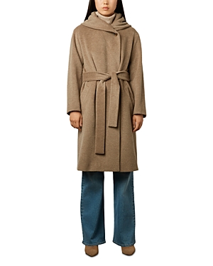 Gerard Darel Serma Wool Hooded Belted Coat