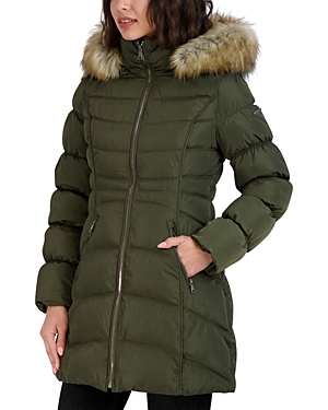 Laundry by Shelli Segal Faux Fur Trim Hooded Puffer Coat