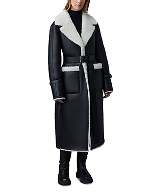 Mackage Sabreen Shearling Mixed Media Belted Coat