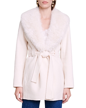 Maje Galaxyo Faux Fur Collar Coat