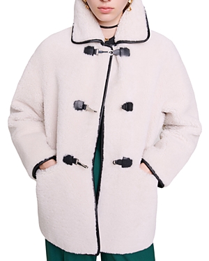 Maje Galencia Leather Shearling Coat