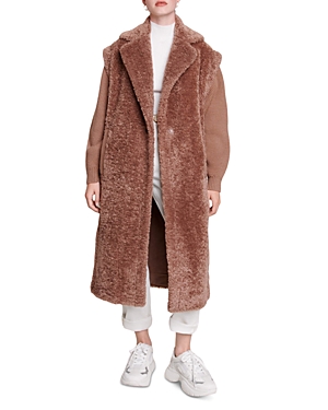 Maje Galier Mixed Media Teddy Coat