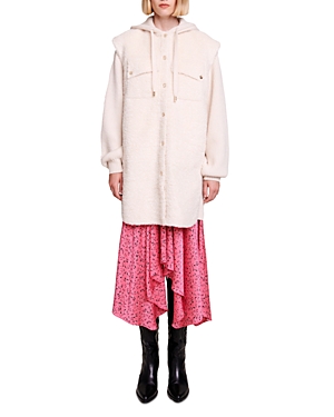 Maje Gellya Mixed Media Hooded Coat