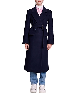 Maje Giblue Double Breasted Belted Coat