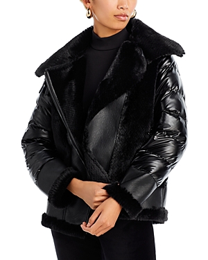 Ramy Brook Evelynn Faux Leather Puffer Coat