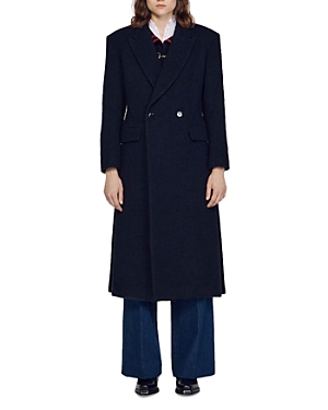 Sandro Boucle Double Breasted Long Coat