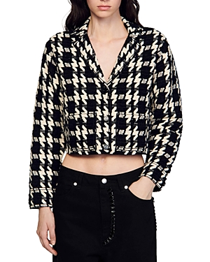 Sandro Bree Jacquard Houndstooth Short Coat