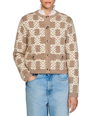 Sandro Mono Jacquard Coat Cardigan