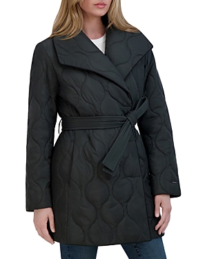 Tahari Janelle Quilted Wing Collar Coat