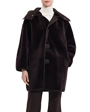 Theory Shearling Reversible Hooded Coat