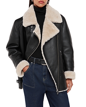 Whistles Faux Fur Aviator Coat