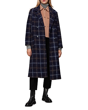 Whistles Katja Textured Check Cocoon Coat