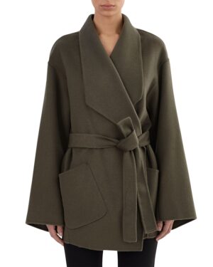 Lamarque Mekia Belted Double-Face Wool Oversized Wrap Coat