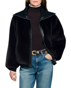 Sandro Blake Faux Fur Coat