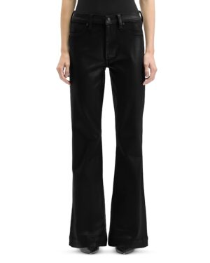 7 For All Mankind Dojo Tailorless Mid Rise Flare Jeans in Coated Black