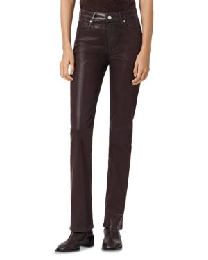 Allsaints Haldan Coated Mid Rise Jeans in Burgundy Red