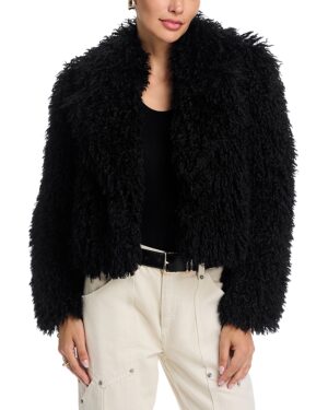 L'Agence Aura Crop Faux Fur Coat