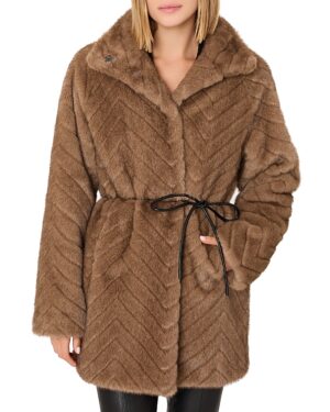 Milly Dayna Chevron Faux Fur Coat