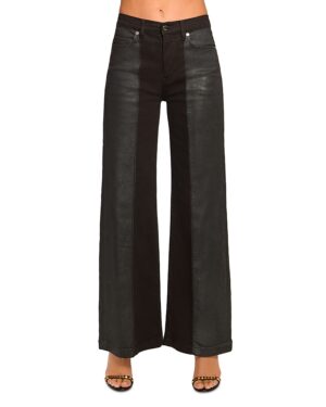 Ramy Brook Coated Vinnie Wide Leg Jeans in Black