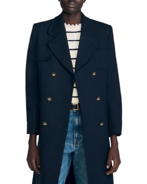 Sandro Long Double Breasted Coat