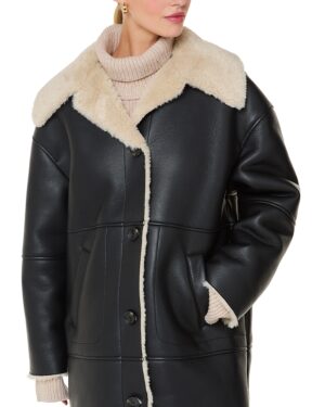 Whistles Luella Faux Fur Trim Coat